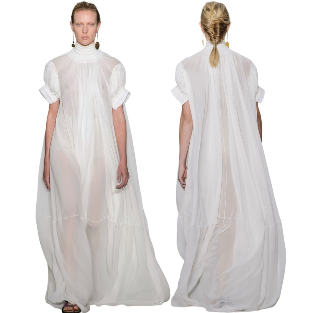 JIL SANDER OFF WHITE HIGH NECK MAXI DRESS THE ROW CELINE KHAITE DIOR LOEWE